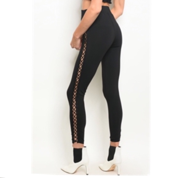 Pants - sexy side detail black leggings